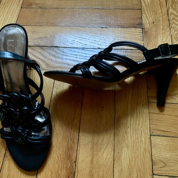 (NEW) Ann Taylor loft black leather knotted strap heels - Size 6.5- 7 - Picture 2 of 10